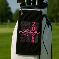 Mom Senior Class Of 2026 Coquette Bow Graduation 2026 Golf Towel