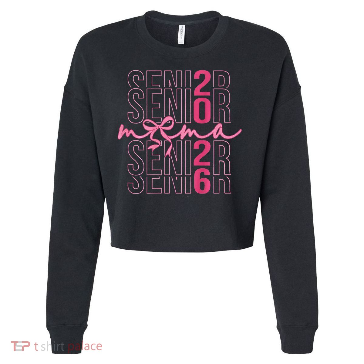 Mom Senior Class Of 2026 Coquette Bow Graduation 2026 Cropped Pullover Crew