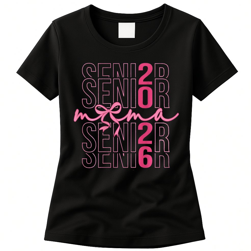 Mom Senior Class Of 2026 Coquette Bow Graduation 2026 Womens T-Shirt
