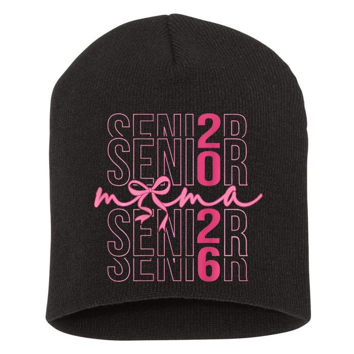 Mom Senior Class Of 2026 Coquette Bow Graduation 2026 Short Acrylic Beanie