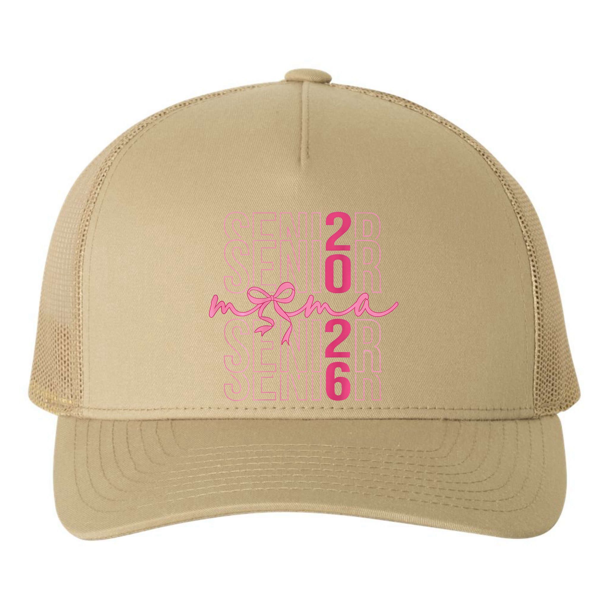 Mom Senior Class Of 2026 Coquette Bow Graduation 2026 Yupoong Adult 5-Panel Trucker Hat