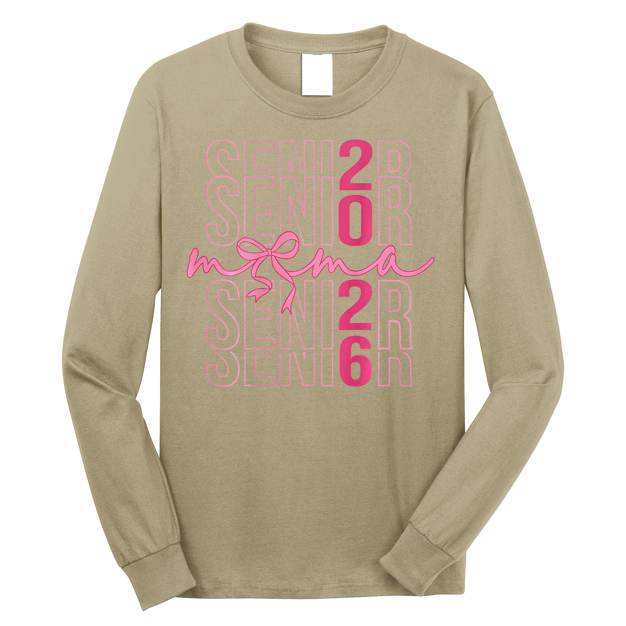 Mom Senior Class Of 2026 Coquette Bow Graduation 2026 Long Sleeve Shirt