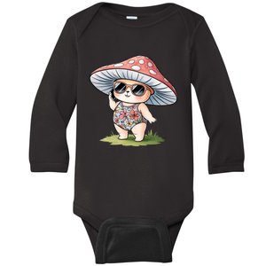 Mushroom Summer Chic Natureinspired Boho Style Baby Long Sleeve Bodysuit