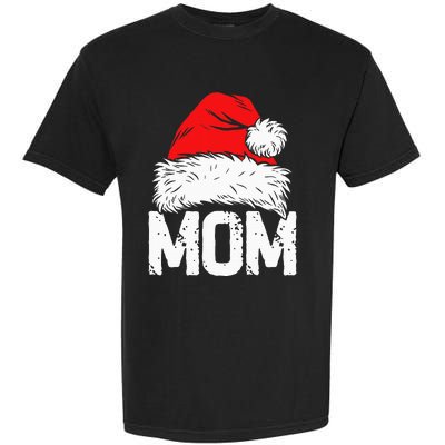 Mom Santa Christmas Family Matching Pajamas Mama Xmas Mother Short Sleeve Garment-Dyed Heavyweight T-Shirt