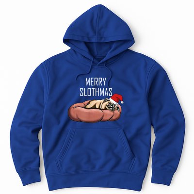 Merry Slothmas Christmas Sloth Pajamas Santa Hat Xmas Sloth Meaningful Gift Hoodie
