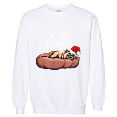 Merry Slothmas Christmas Sloth Pajamas Santa Hat Xmas Sloth Meaningful Gift Garment-Dyed Sweatshirt