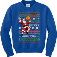 Merry Swishmas Christmas Santa Claus Dunking A Basketball Cute Gift Kids Sweatshirt