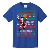 Merry Swishmas Christmas Santa Claus Dunking A Basketball Cute Gift Kids T-Shirt