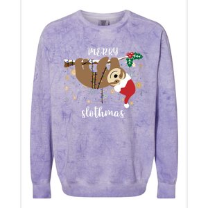 Merry Slothmas Christmas For Sloth Lovers Funny Gift Colorblast Crewneck Sweatshirt