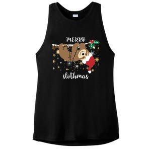 Merry Slothmas Christmas For Sloth Lovers Funny Gift Ladies PosiCharge Tri-Blend Wicking Tank