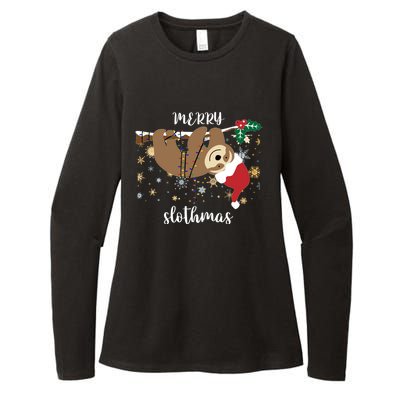 Merry Slothmas Christmas For Sloth Lovers Funny Gift Womens CVC Long Sleeve Shirt