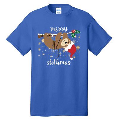 Merry Slothmas Christmas For Sloth Lovers Funny Gift Tall T-Shirt