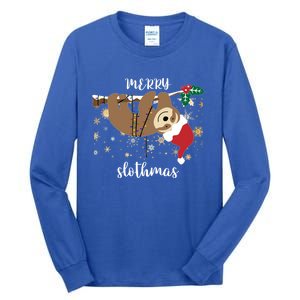 Merry Slothmas Christmas For Sloth Lovers Funny Gift Tall Long Sleeve T-Shirt