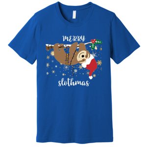 Merry Slothmas Christmas For Sloth Lovers Funny Gift Premium T-Shirt