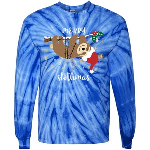 Merry Slothmas Christmas For Sloth Lovers Funny Gift Tie-Dye Long Sleeve Shirt