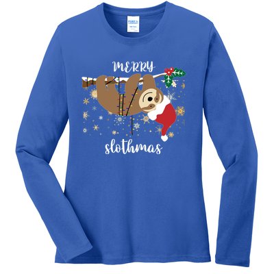 Merry Slothmas Christmas For Sloth Lovers Funny Gift Ladies Long Sleeve Shirt