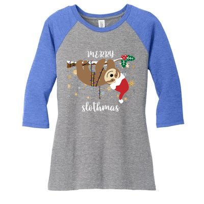 Merry Slothmas Christmas For Sloth Lovers Funny Gift Women's Tri-Blend 3/4-Sleeve Raglan Shirt