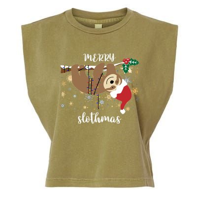 Merry Slothmas Christmas For Sloth Lovers Funny Gift Garment-Dyed Women's Muscle Tee