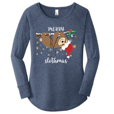 Merry Slothmas Christmas For Sloth Lovers Funny Gift Women's Perfect Tri Tunic Long Sleeve Shirt