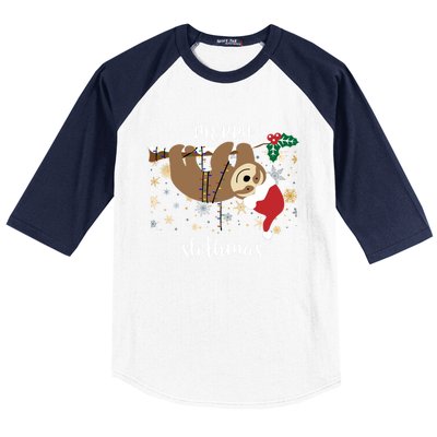 Merry Slothmas Christmas For Sloth Lovers Funny Gift Baseball Sleeve Shirt