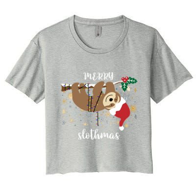 Merry Slothmas Christmas For Sloth Lovers Funny Gift Women's Crop Top Tee