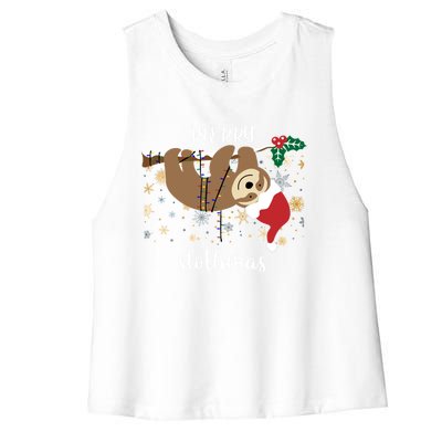 Merry Slothmas Christmas For Sloth Lovers Funny Gift Women's Racerback Cropped Tank