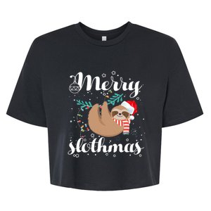 Merry Slothmas Christmas Pajama For Sloth Lovers Bella+Canvas Jersey Crop Tee