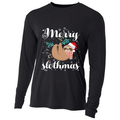 Merry Slothmas Christmas Pajama For Sloth Lovers Cooling Performance Long Sleeve Crew