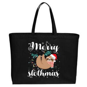 Merry Slothmas Christmas Pajama For Sloth Lovers Cotton Canvas Jumbo Tote