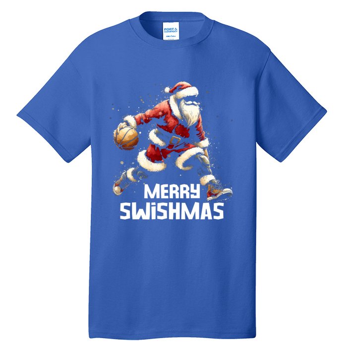 Merry Swishmas Christmas Funny Santa Basketball Player Xmas Gift Tall T-Shirt