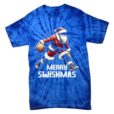 Merry Swishmas Christmas Funny Santa Basketball Player Xmas Gift Tie-Dye T-Shirt