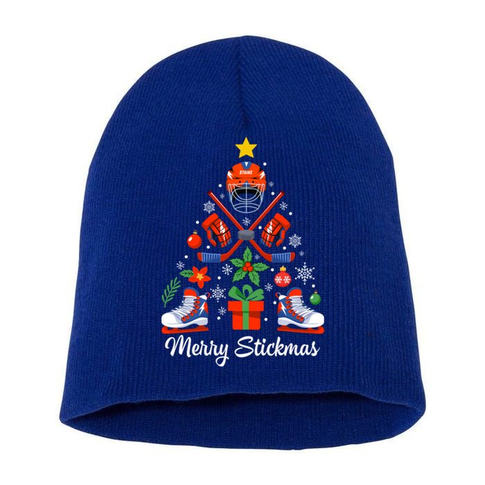 Merry Stickmas Christmas Stick Hockey Xmas Tree Cool Gift Short Acrylic Beanie