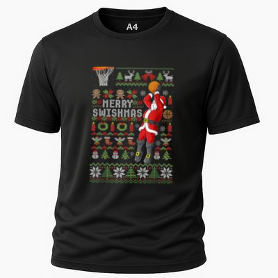Merry Swishmas Crew Santa Xmas Pajama Cooling Performance Crew T-Shirt