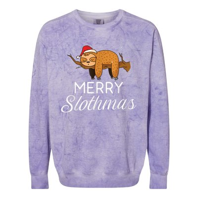 Merry Slothmas Christmas Funny Cute Sloth Gift Colorblast Crewneck Sweatshirt