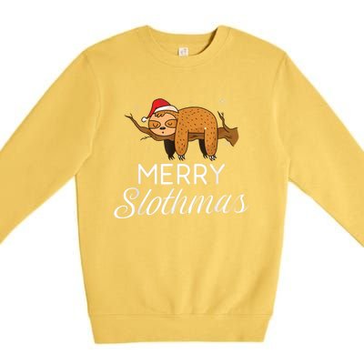 Merry Slothmas Christmas Funny Cute Sloth Gift Premium Crewneck Sweatshirt