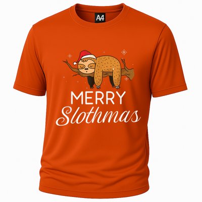 Merry Slothmas Christmas Funny Cute Sloth Gift Cooling Performance Crew T-Shirt