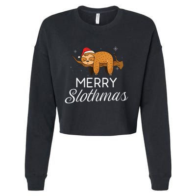 Merry Slothmas Christmas Funny Cute Sloth Gift Cropped Pullover Crew