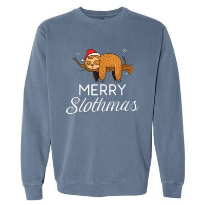 Merry Slothmas Christmas Funny Cute Sloth Gift Garment-Dyed Sweatshirt