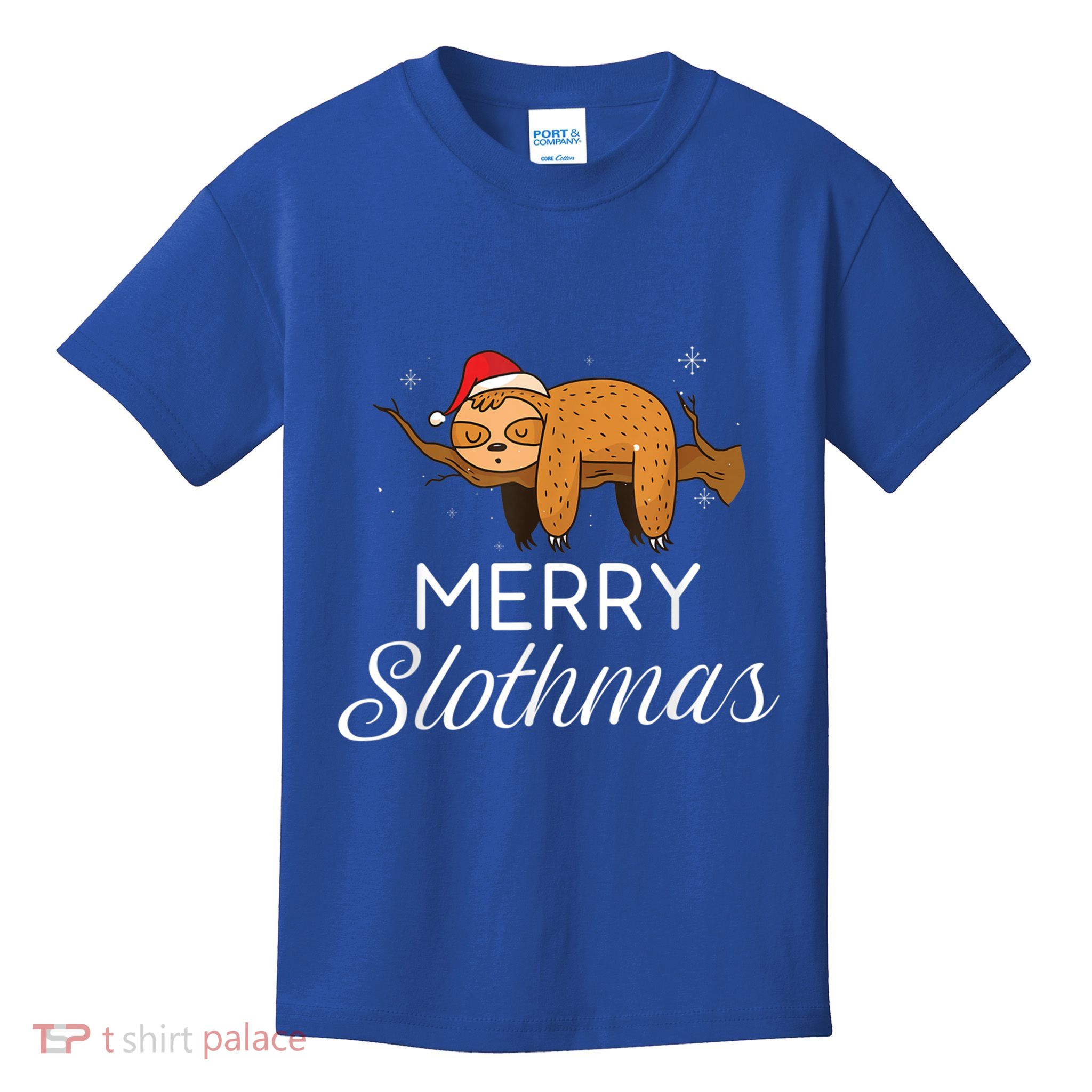 Merry Slothmas Christmas Funny Cute Sloth Gift Kids T-Shirt
