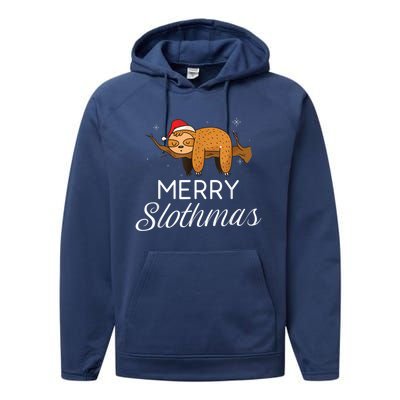 Merry Slothmas Christmas Funny Cute Sloth Gift Performance Fleece Hoodie