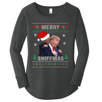 Merry Sniffmas Christmas Anti Biden Ugly Christmas Sweater Women's Perfect Tri Tunic Long Sleeve Shirt