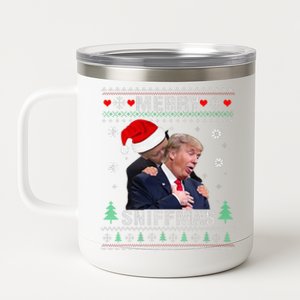 Merry Sniffmas Christmas Anti Biden Ugly Christmas Sweater 12 oz Stainless Steel Tumbler Cup