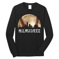 Milwaukee Skyline City Vintage Baseball Lover Long Sleeve Shirt