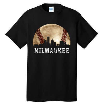 Milwaukee Skyline City Vintage Baseball Lover Tall T-Shirt