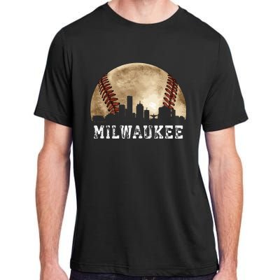 Milwaukee Skyline City Vintage Baseball Lover Adult ChromaSoft Performance T-Shirt