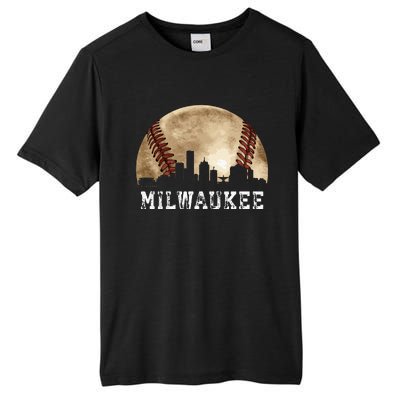 Milwaukee Skyline City Vintage Baseball Lover Tall Fusion ChromaSoft Performance T-Shirt