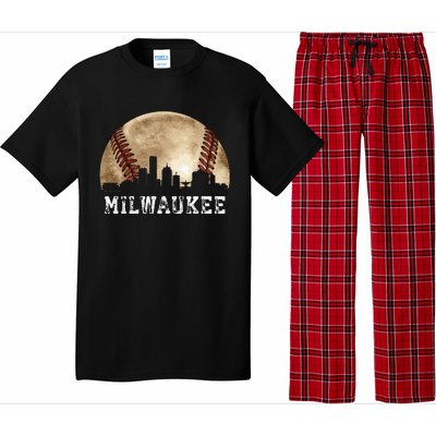 Milwaukee Skyline City Vintage Baseball Lover Pajama Set