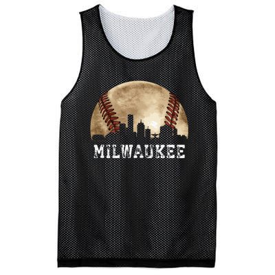 Milwaukee Skyline City Vintage Baseball Lover Mesh Reversible Basketball Jersey Tank