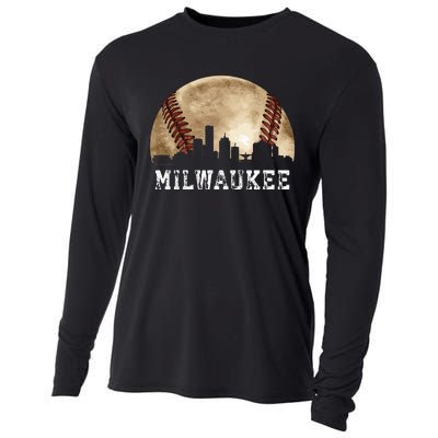 Milwaukee Skyline City Vintage Baseball Lover Cooling Performance Long Sleeve Crew