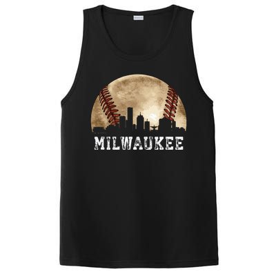 Milwaukee Skyline City Vintage Baseball Lover PosiCharge Competitor Tank